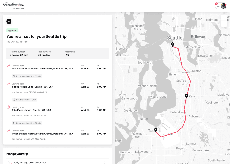 Buslane reservation confirmation with trip details